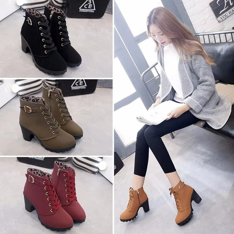 Autumn & Winter New Korean Women's Short Boots – Side Zipper, Low Heel