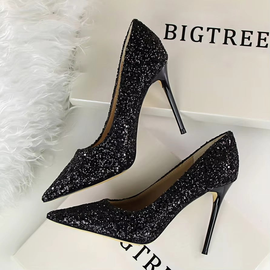 Women's High-heels – Shallow Pointed, Glitter (Sexy)