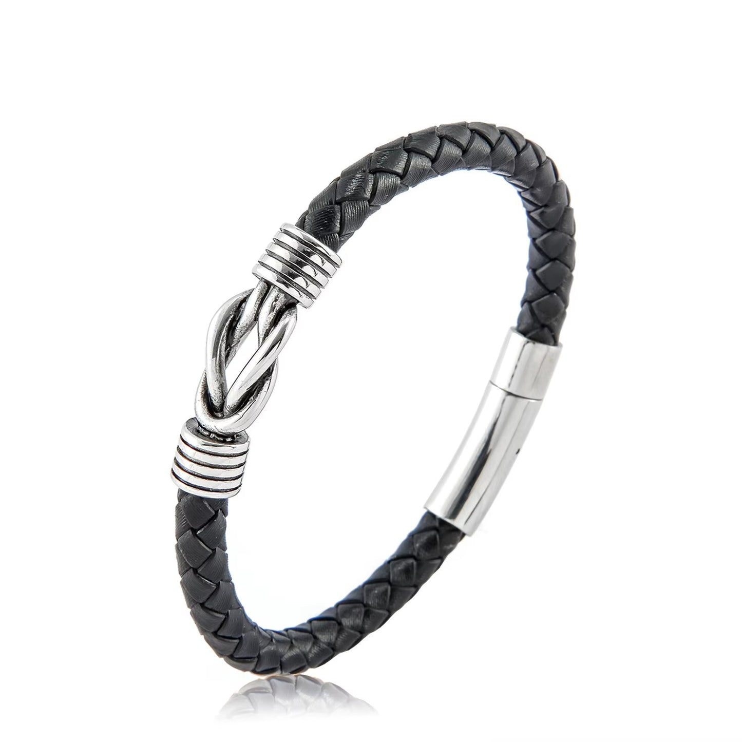 Factory Direct Men's Leather Bracelets – Steel/Leather Woven, Multi-layer, Versatile