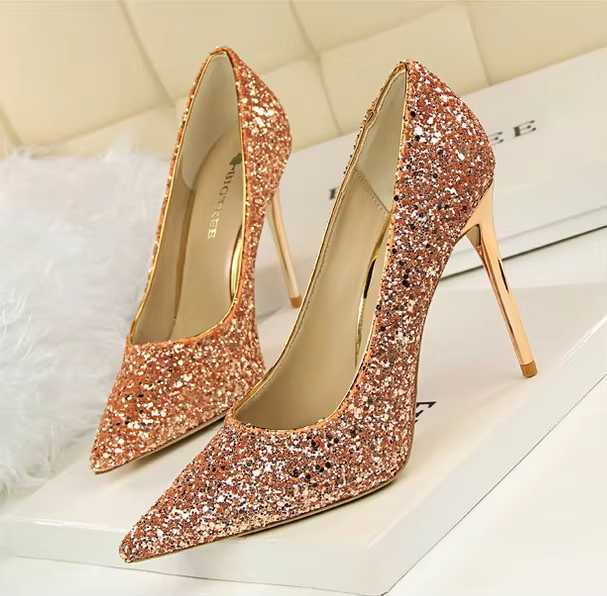 Women's High-heels – Shallow Pointed, Glitter (Sexy)