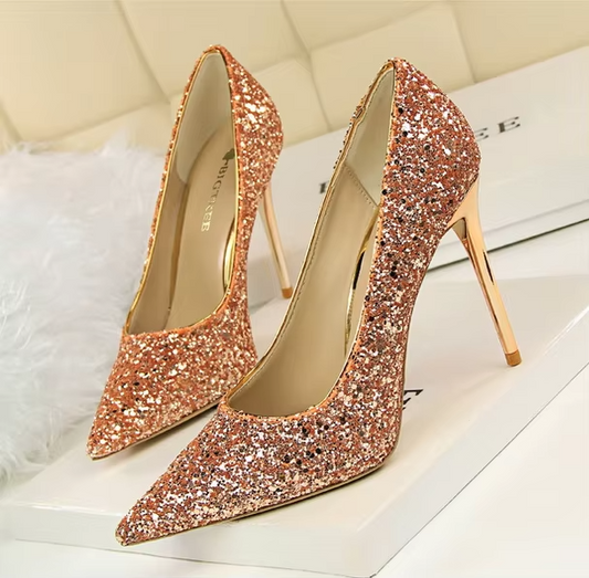 Women's High-heels – Shallow Pointed, Glitter (Sexy)