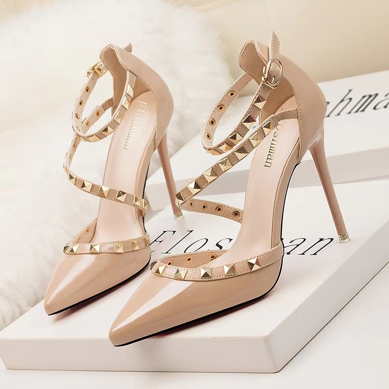 1138-13 Euro-American High Heels – One-Word Sandals, Open Back (Summer Nightclubs)
