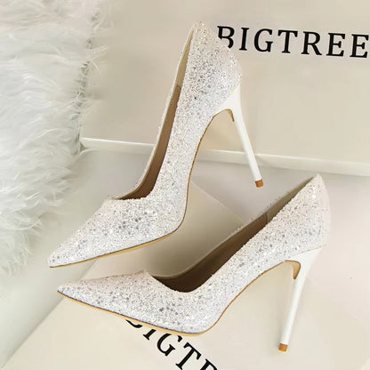 Women's High-heels – Shallow Pointed, Glitter (Sexy)