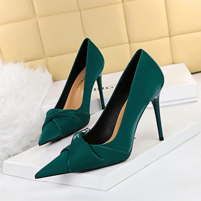 3391-3 Korean Banquet High Heels – Slimming, Shallow Pointed, Bow