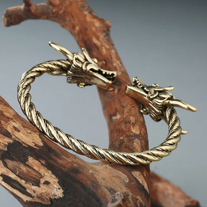 Wholesale Handmade Men's Dragon Bracelets – Ancient Silver/Bronze, Adjustable Opening