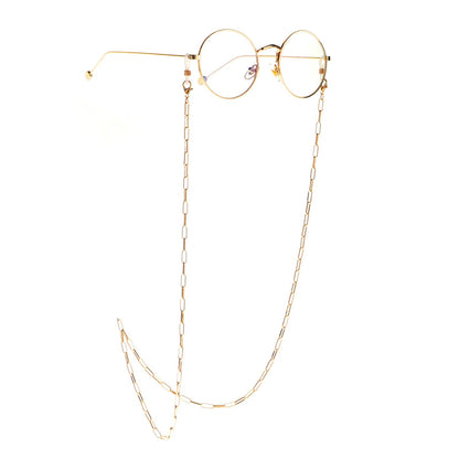 Fashion Gold Eyeglass Chains – Oval, Thick, Fade-Resistant (Metal, Eco-Friendly)