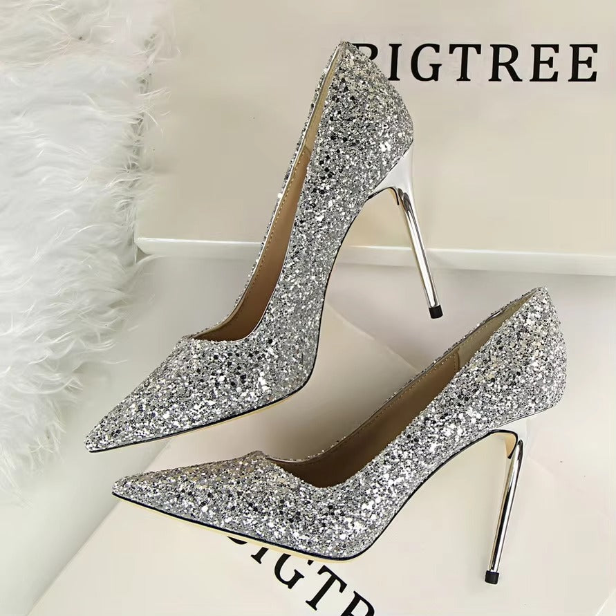 Women's High-heels – Shallow Pointed, Glitter (Sexy)