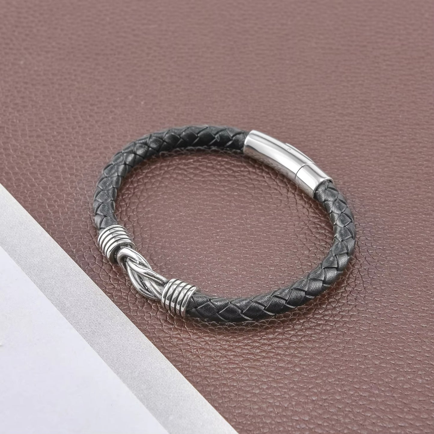 Factory Direct Men's Leather Bracelets – Steel/Leather Woven, Multi-layer, Versatile