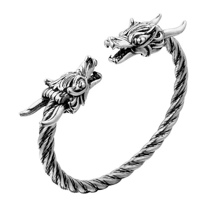Wholesale Handmade Men's Dragon Bracelets – Ancient Silver/Bronze, Adjustable Opening
