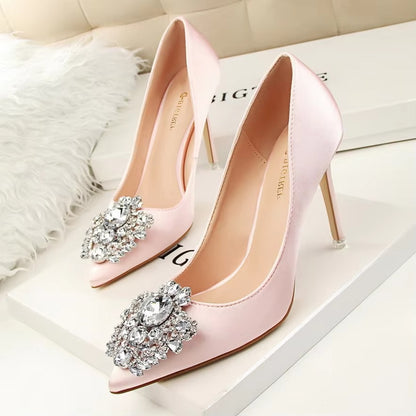 516-5 Korean Rhinestone Shoes – Shallow Pointed, Shiny (Party)