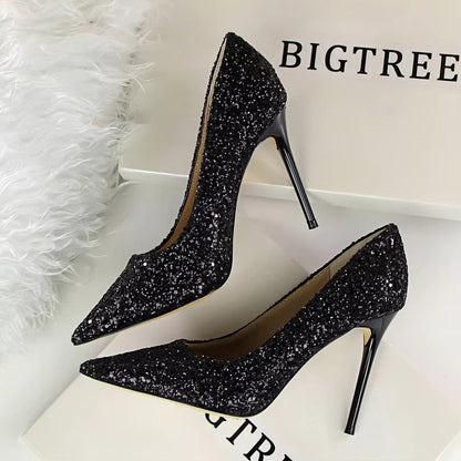 Women's High-heels – Shallow Pointed, Glitter (Sexy)